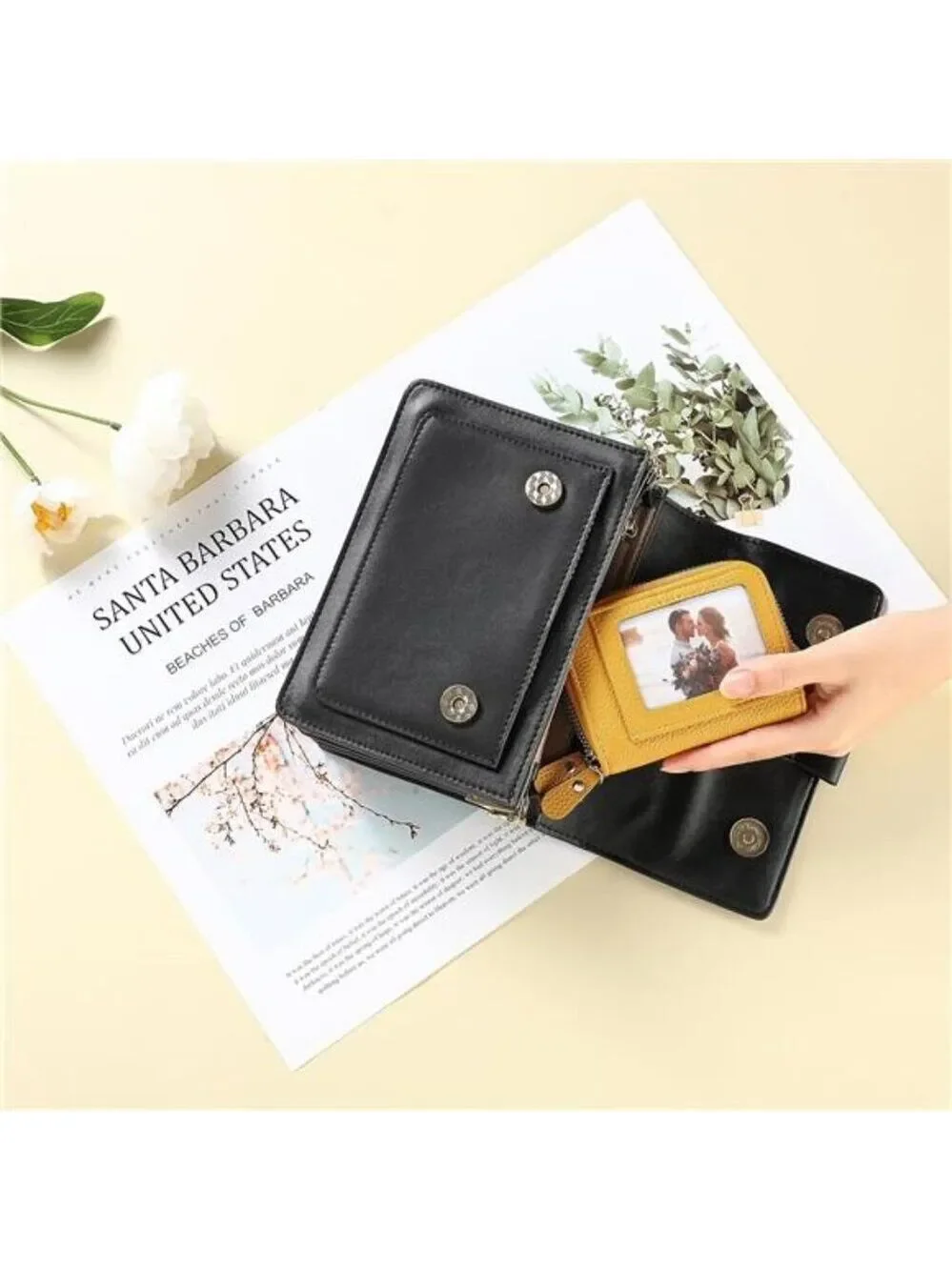 RFID Leather Card Holder Small Wallet for Women Double Zipper ID Coin Purse